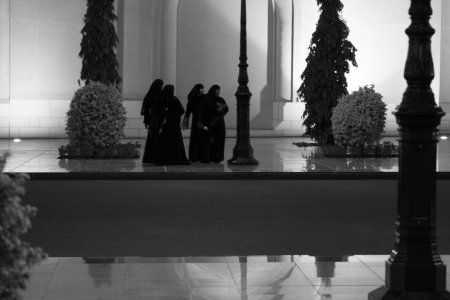 Dames bezoeken het paleis van de Sultan